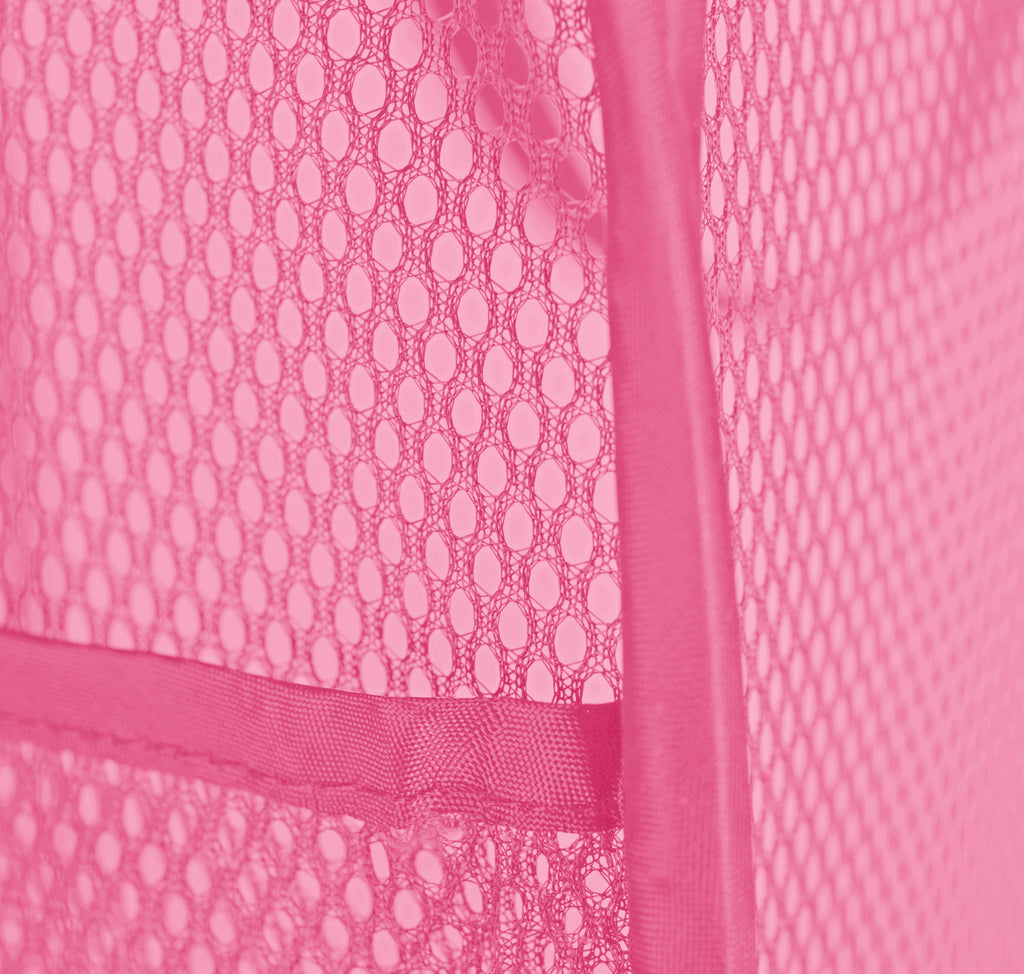 Deluxe Mesh Pop Up Square Laundry Hamper with Side Pocket and Handles - VentilAir Fabric Collapsible Design Holds 2 Loads - 14 x 23 Inch