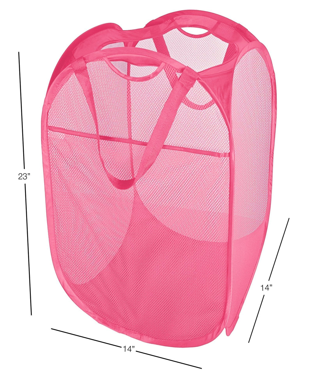 Deluxe Mesh Pop Up Square Laundry Hamper with Side Pocket and Handles - VentilAir Fabric Collapsible Design Holds 2 Loads - 14 x 23 Inch