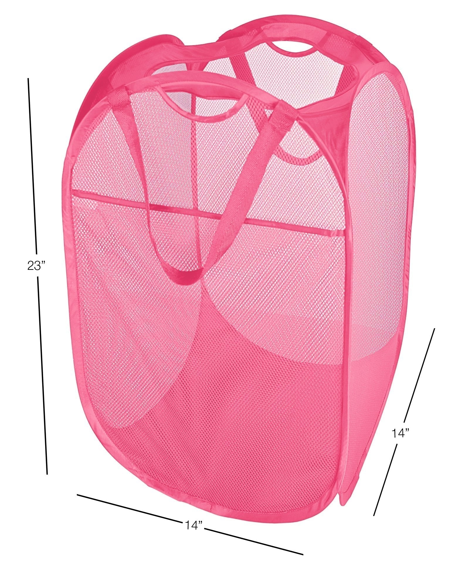 Deluxe Mesh Pop Up Square Laundry Hamper with Side Pocket and Handles - VentilAir Fabric Collapsible Design Holds 2 Loads - 14 x 23 Inch