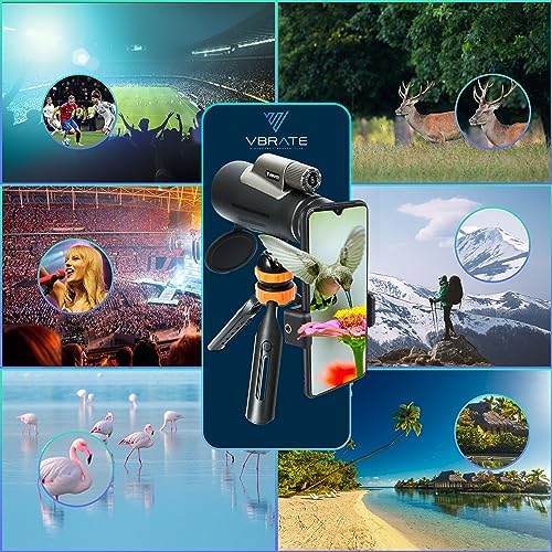 12x56 HD Monocular Telescope High Powered for Adults with Smartphone Adapter, Tripod - Compact Monocular Scope with Clear Low-Light Night Vision for Star Watching, Bird Watching, Hiking