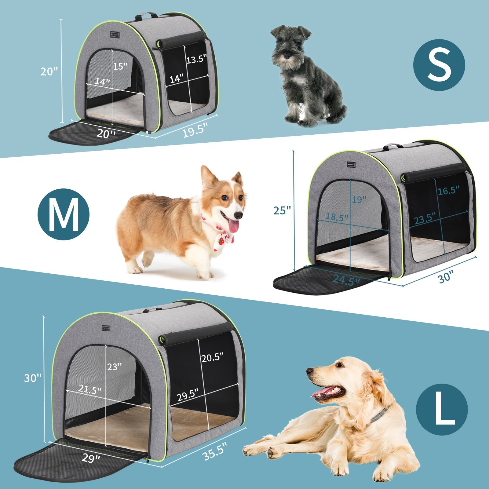 PETSFIT Portable Soft Collapsible Dog Crate Travel Soft Kennel