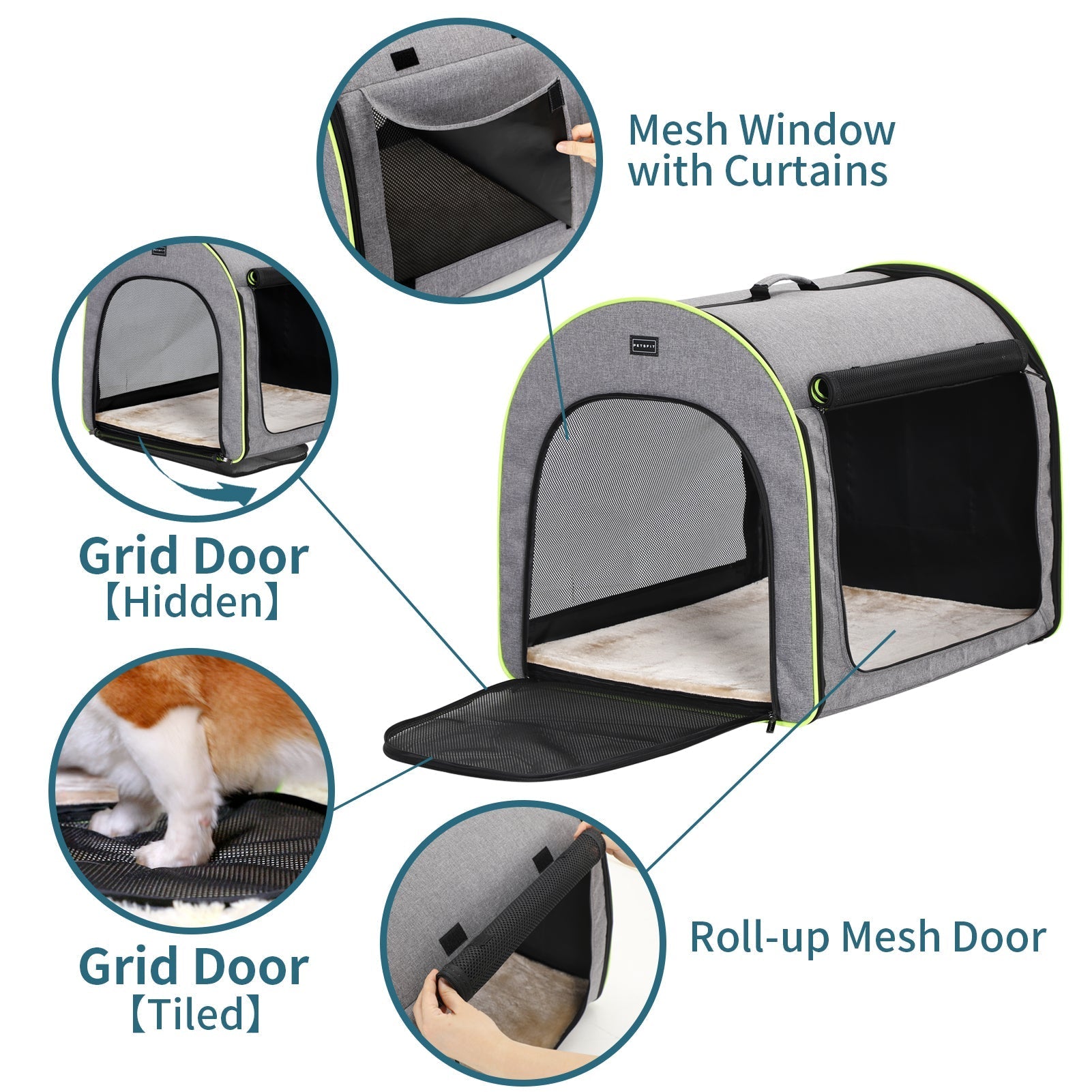 PETSFIT Portable Soft Collapsible Dog Crate Travel Soft Kennel