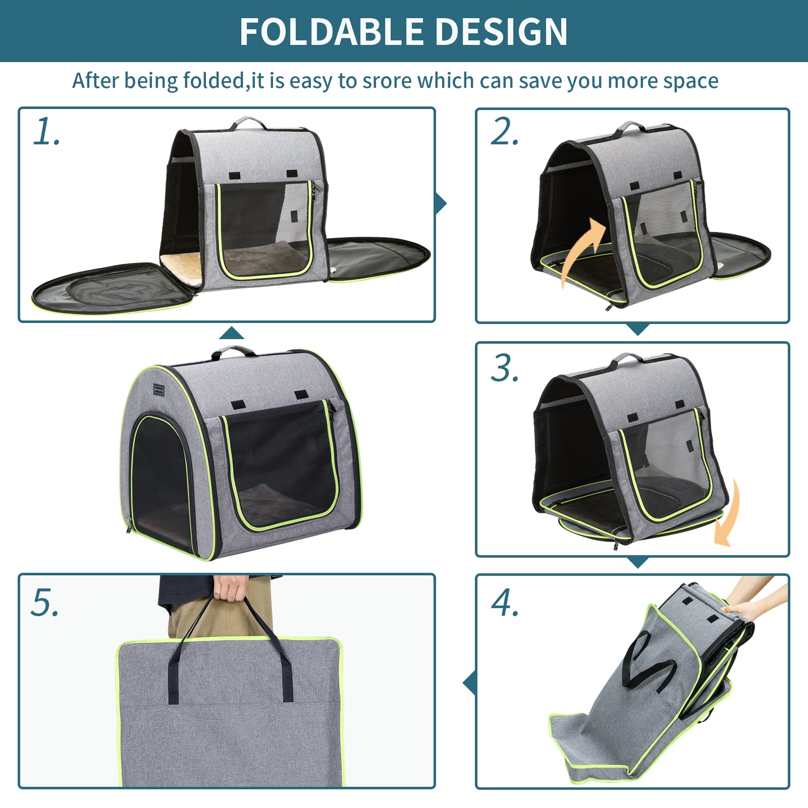 PETSFIT Portable Soft Collapsible Dog Crate Travel Soft Kennel