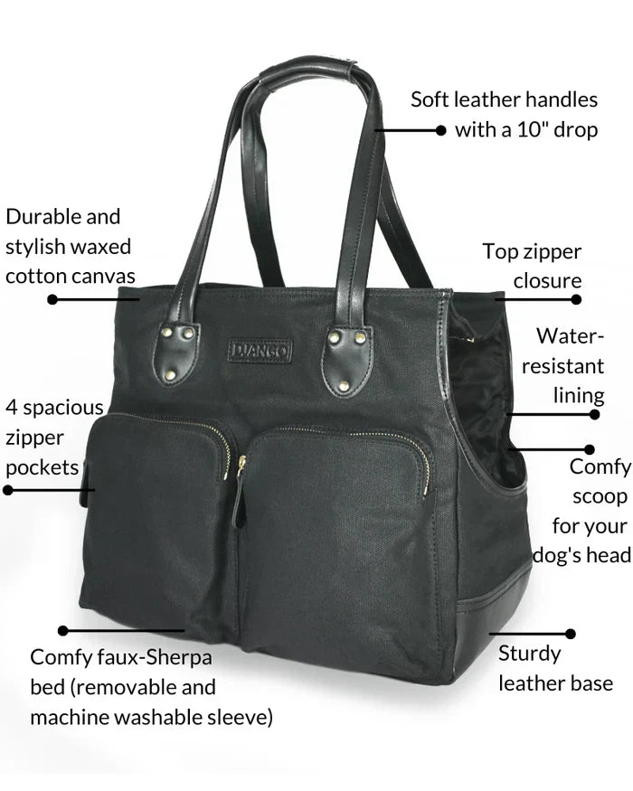 DjangoTote™ Waxed Canvas Dog Carrier Bag and Pet Travel Tote
