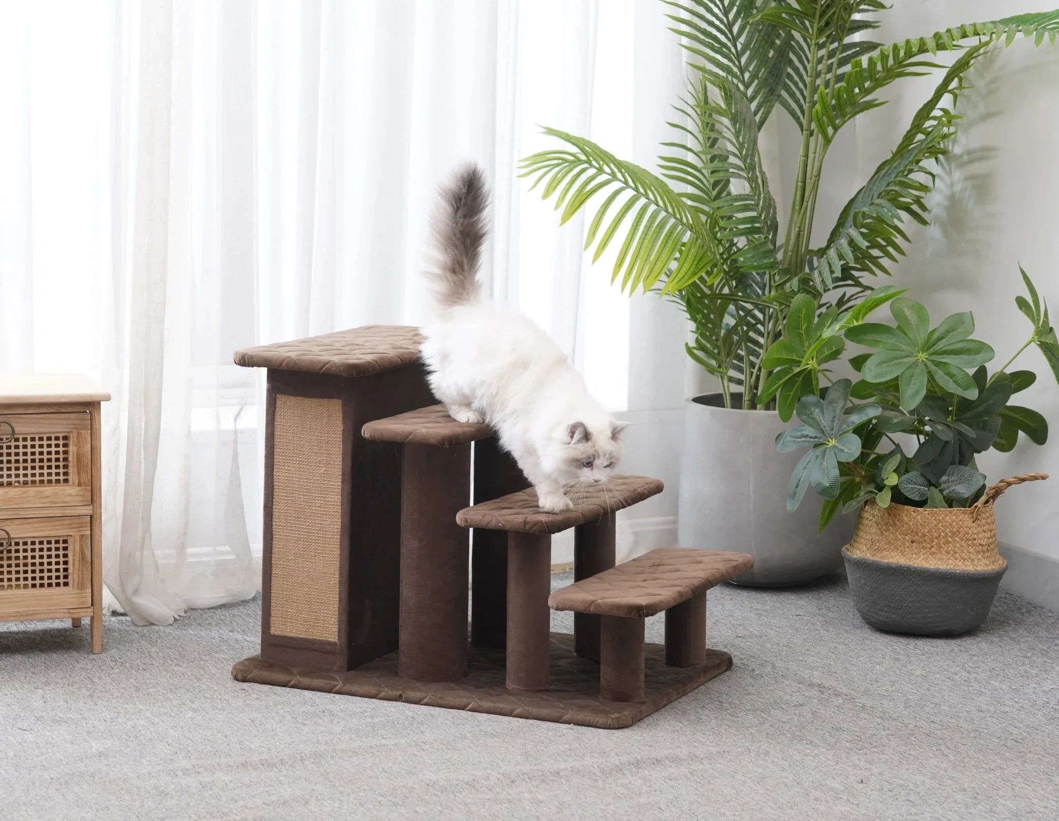 PetPals Zoso Quilted Velvet Pet Stairs