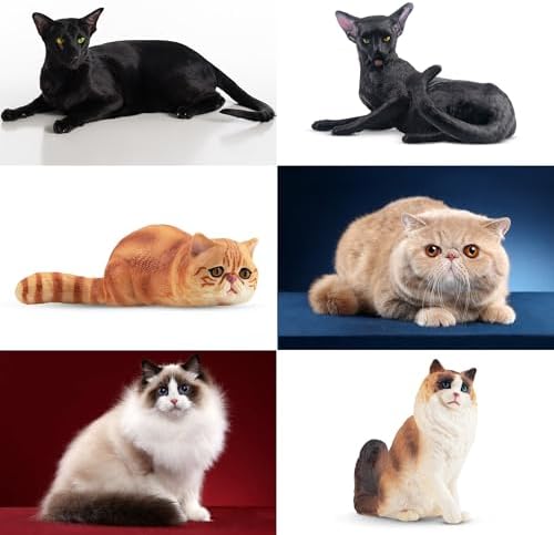 12PCS Realistic Cat Figurines, Plastic Cat Figure, Cat Cake Topper Kitten Toy Christmas Birthday Gift for Kids and Children