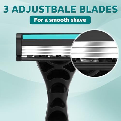 150 Pcs Men's Disposable Razors Bulk 3 Blade Men Razors for Head Sensitive Skin Comfortable Shave