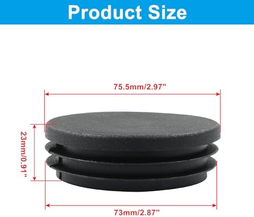 12 Pack 3 Inch (76mm) Round Plastic Hole Plugs, Black Pipe Tubing End Cap for Round Metal Tube
