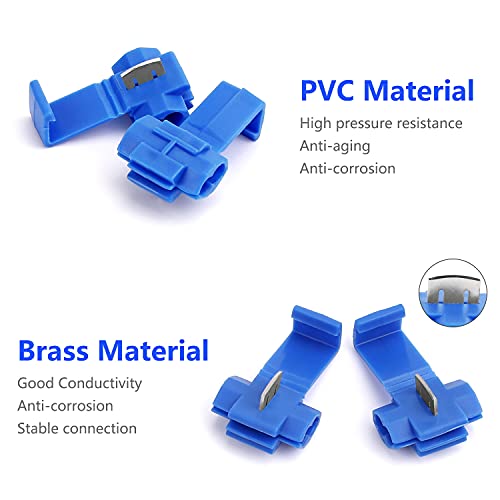 150 pcs Quick Splice Wire Connectors, Solderless Snap Electrical Connector, Blue, Wire Splice Connector, Insulated Wire Crimp Connectors Terminal Joint 22-10 AWG