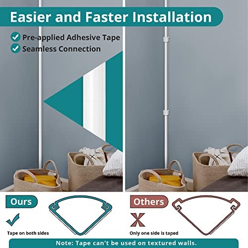 136in Corner Cable Concealer - One-Cord Corner Duct, Paintable Cord Cover, Cable Management Channel for Wall & Floor - 8 X L 17in, Black