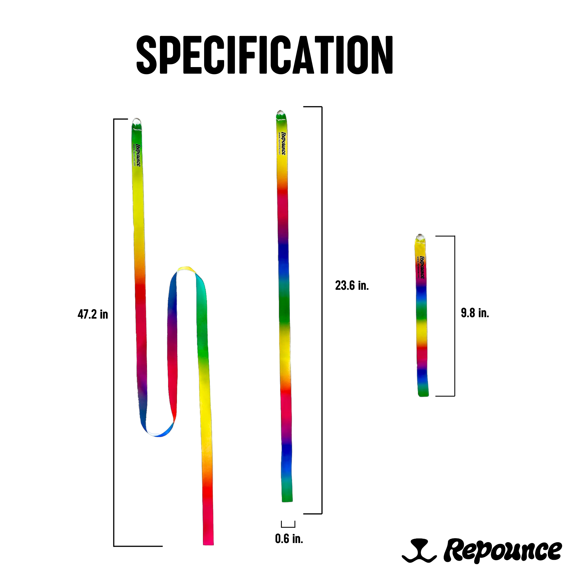 Repounce Rainbow Ribbon Set - 3 Durable Multi-Length Cat Wand Toys