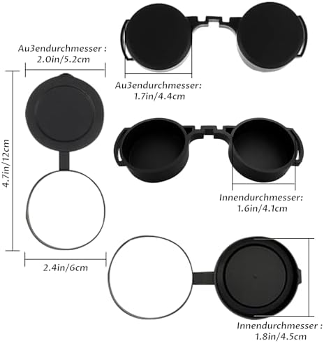10x42 Optics Binocular Caps,Eyepiece Cover Binoculars,Objective Lens Cap Binoculars,Objective Lens Caps Rubber Waterproof Binoculars Protective Covers