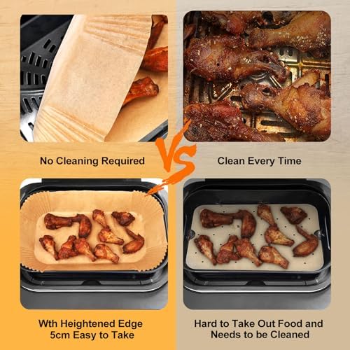 150Pcs Air Fryer Liners Disposable for Ninja Foodi DZ071 7-QT/11-QT/Instant 9 QT DualZone FlexBasket Air Fryer, 100Pcs Small Airfryer Liners For DualZone FlexBasket & 50Pcs Large Paper for Megazone