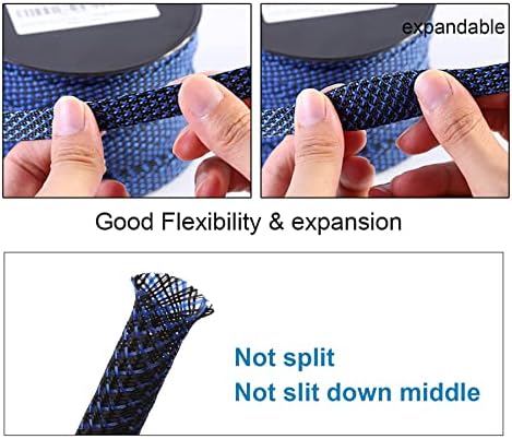 100ft - 3/8 inch PET Expandable Braided Sleeving – BlackBlue – Alex Tech Braided Cable Sleeve