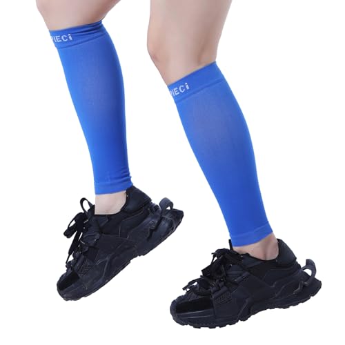 15-20mmHg Calf Compression Sleeve Men and Women Wide Calf Sleeve Brace Compression Socks for Leg Support, Shin Splint,Pain Relief (Blue, Medium)