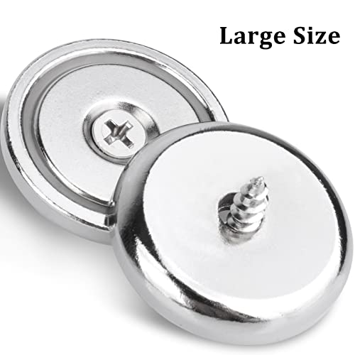 12 Pcs Strong Neodymium Magnets Heavy Duty, Dia 1.42 inch 105 lbs Cup Countersunk Rare Earth Magnets with Screws, Round Ring Magnets for Cabinets Kitchen Holding Lockers Tools Hanging