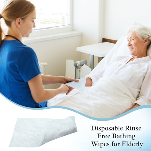 150 Pcs Rinse Free Bathing Wipes Bulk Sponges Bath Wipes All in 1 Shower Rinse Free Bath Sponges Wash Cloths for Campers, Hikers, Adults, Elderly