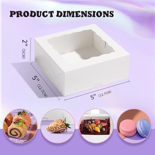 100PCS 5x5x2 Inch Cookies Boxes Bakery Boxes Strawberries Boxes Chocolate Bomb Boxes Cakesickle Boxes Mini Cake Cinnamon Roll Boxes