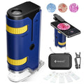 100x-250x Mini Pocket Microscope for Kids Adults, Protable Handheld Microscope, Miniscope Portable for Kids Adults Science Lab Education, Blue