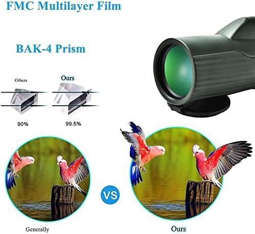10X50 Monocular Telescope with Phone Adapter & Tripod High Power Monoculars for Adults Low Night Vision HD Monocular Scope for Bird Watching Hunting Hiking Concert Travelling