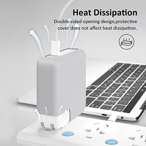 140W Soft Silicone Power Adapter Sleeve Case for 2021 2022 2023 2024 MacBook Pro 16 inch A2485 M1 A2780 M2 A2991 M3 A3186 A3403 M4 Charger Protective Cover (140W), Gray