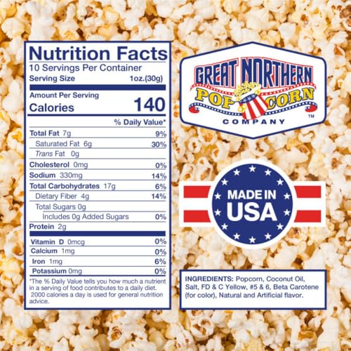 10oz Popcorn Machine Popcorn Packets - All-in-One Movie Theater Style Popcorn Kernels, Salt, and Oil Packs by Great Northern Popcorn (24 Case)