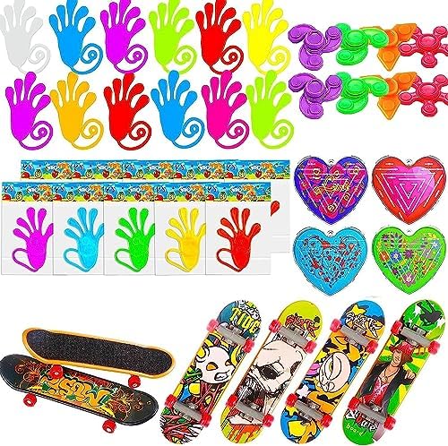 124 Pcs Party Favors for Kids 4-8-12, Pop Fidget Treasure Box Toys, Goodie Bag Fillers, Pinata Stuffers, Treasure Chest, Carnival Prizes, Prize Box Toys for Kids Classroom