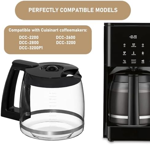 14-Cups Coffee Carafe Replacement Pot Compatible with Cuisinart Coffee Machine DCC-2200RC, DCC-2200, DCC-3200, DCC-3200P1, DCC-3200FR, DCC-3200CPAMZ, DCC-2600, DCC-2800,DCC-1800FR, CBC-7400 CBC-7000PC