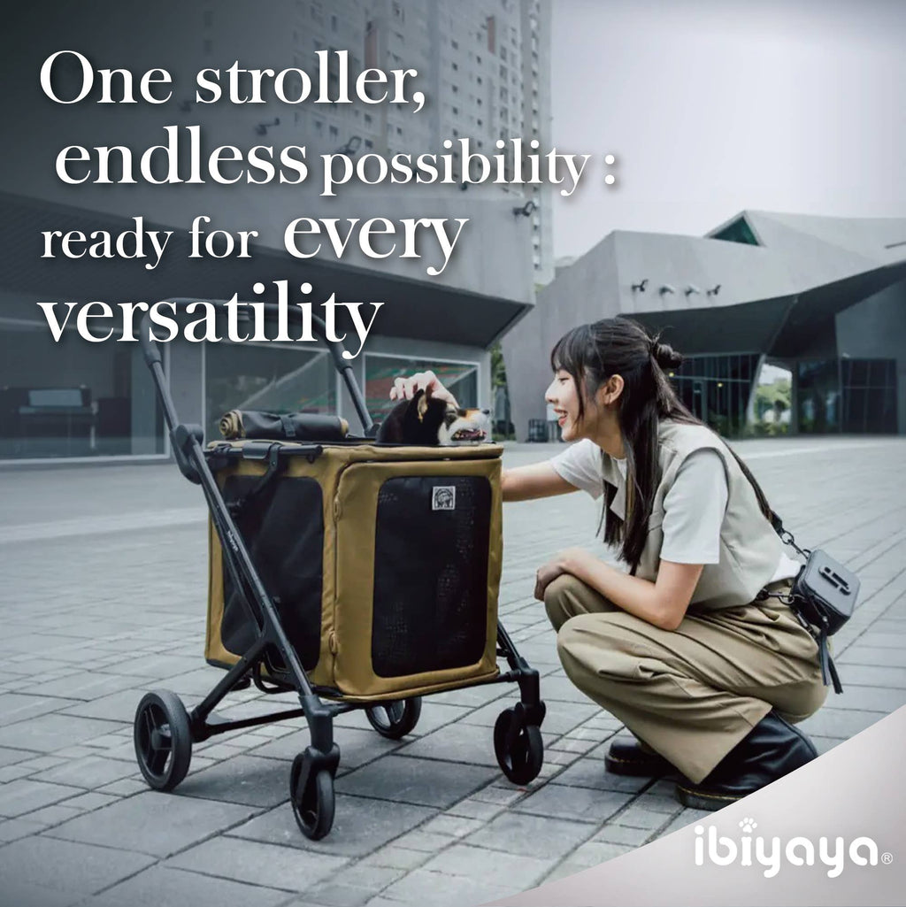 Ibiyaya BigBuddy Pet Stroller and Crate Combo, 2-in-1 Collapsible Medium-to-Large Pet Wagon for Cats and Dogs
