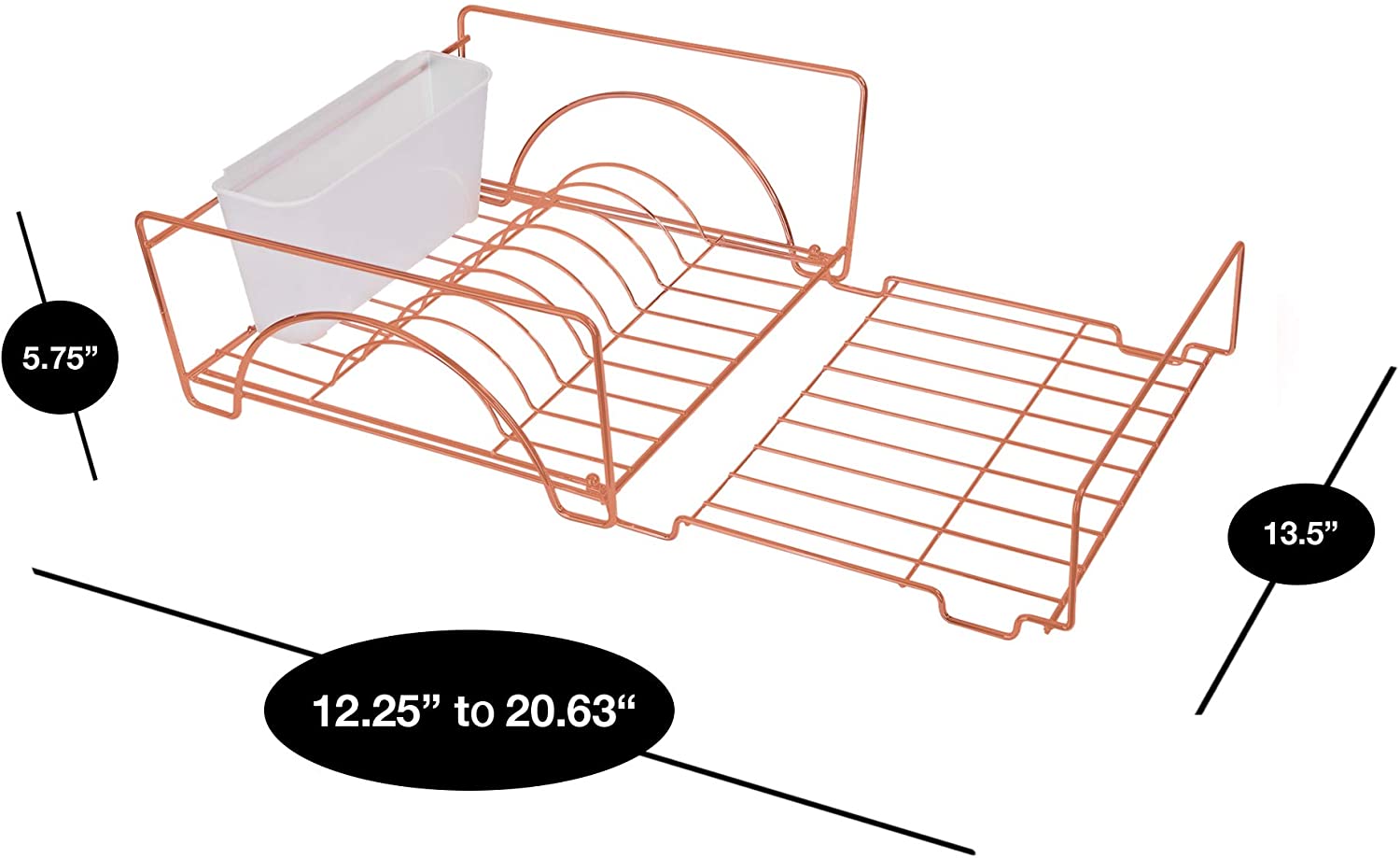 Expandable Dish Drainer Drying Rack with Cutlery Cup