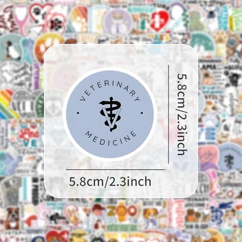 156Pcs Veterinary Stickers, Vet Stickers, Cute Veterinarian Stickers, Veterinary Gifts, Vinyl Waterproof Stickers for Water Bottle Skateboard Luggage Laptop Computer Phone