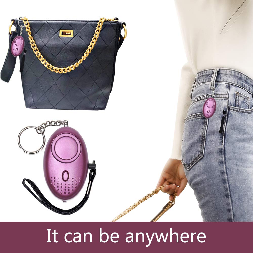 140 DB Personal Safety Alarm Self Defense Keychain Purple with LED Light, Security Alarm Personal Alarms for Women ,Kids,Man,Night Workers, Elderly SOS Alarm Emergency AOLANS