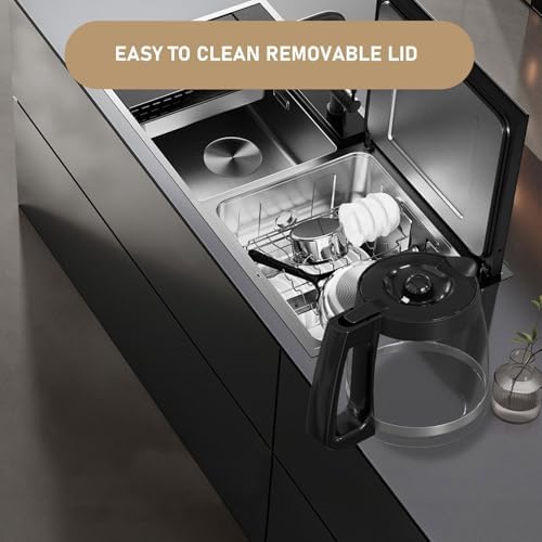 12-Cup Coffee Maker Glass Carafe Replacement Compatible with Hamilton Beach Coffee Maker Models 46310, 49980R, 49976, 49350, 49980A, 49980Z, 49983, 49618, 46300, 49966 1 Pack