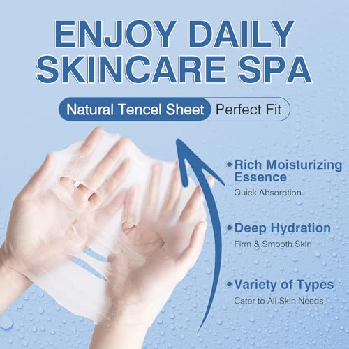 12 Pack Collagen Serum Sheet Masks - Hydrating & Smoothing, Moisturizing & Nourishing for All Skin Types