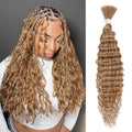 14 Inch Deep Wave Bulk Human Hair for Braiding No Weft Human Braiding Hair 100% Unprocessed Curly Micro Human Hair Braiding Hair Extensions for Boho Braids Wet and Wave (50g/1Pack) #27