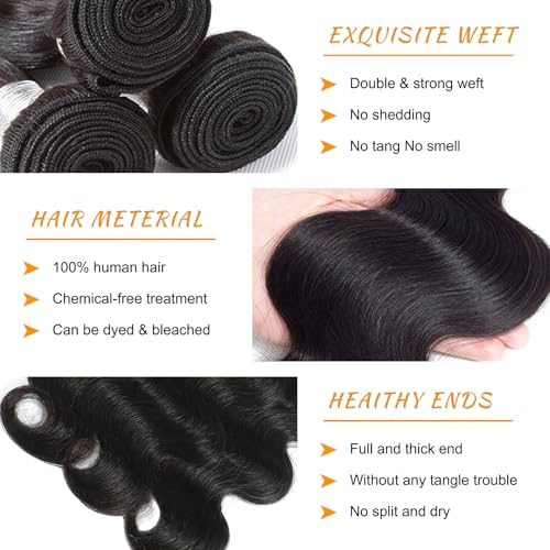 12A Brazilian Body Wave Bundles Human Hair 18 20 22 Inch 100% Real Virgin Human Hair Bundles Body Wave 3 Bundles Human Hair Body Wave Hair Extension Natural Color（18 20 22）