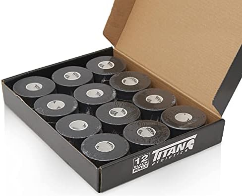 12 Pack Black Athletic Tape (45ft Rolls) - Athletes Trainers Injuries & First Aid - Premium Medical Sports Tape - Wrap & Support Ankles & Wrists - Easy Tear Design with Zinc Oxide & No Sticky Residue