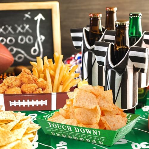 100Pcs Football Party Supplies, 5lb Football Food Plates, Football Paper Trays Disposable Bowls Nacho Trays for Gameday, Carnivals, Birthday, Sport, Party Decor (100)