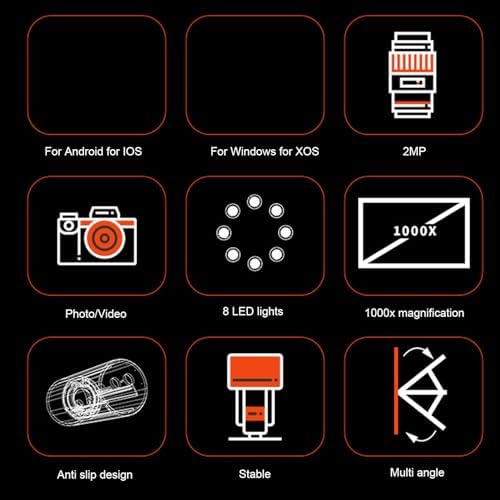 1000X USB Digital Microscope, 1080P HD 8 LED Handheld Microscope Camera with One Record for Circuit Board Portable and Rechargeable, Expand View on Computer