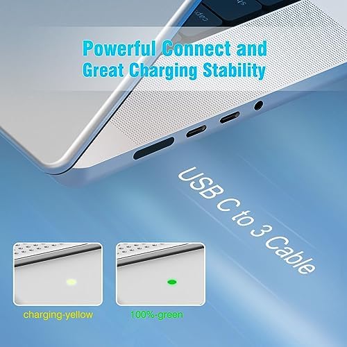 140W USB C Charger Power Adapter for MacBook Pro 16 14 inch 2024 2023 2022 2021 M4 M3 M2 M1 PD3.1, M2 M3 MacBook Air 13 15 inch, 6.6FT USB C to 3 Braided Cable LED, Powerful Connect, Original Quality
