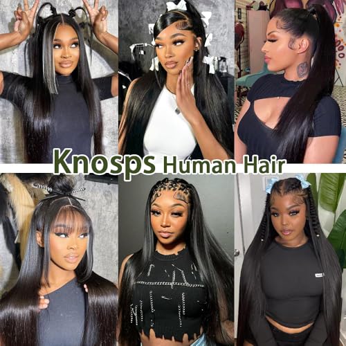 13x6 Lace Front Wigs Human Hair 32 Inch Straight HD Lace Front Wigs Human Hair Pre Plucked 13x6 Frontal Wigs Human Hair 180 Density Glueless Wigs Human Hair with Baby Hair for Women
