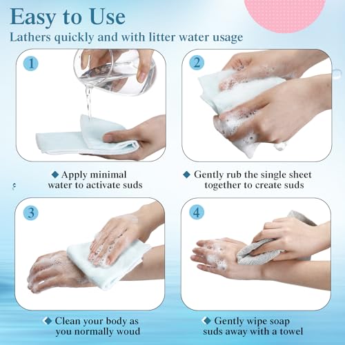 150 Pcs Rinse Free Bathing Wipes Bulk Sponges Bath Wipes All in 1 Shower Rinse Free Bath Sponges Wash Cloths for Campers, Hikers, Adults, Elderly