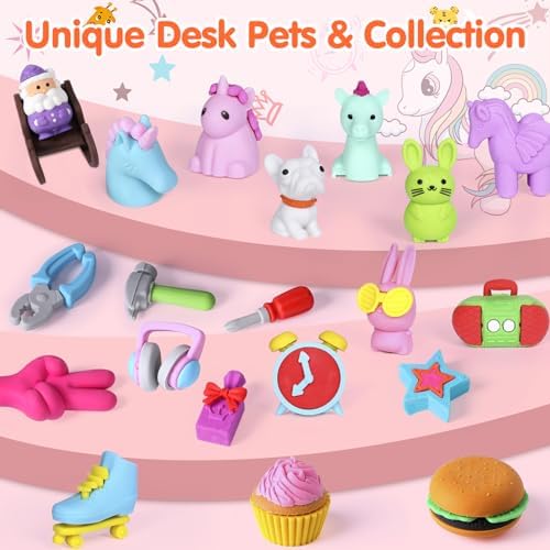 120 Pack Animal Pencil Erasers for Kids - Bulk Desk Pet Toy 3D Mini Puzzle Erasers Take Apart Treasure Box Toys Game Prize Party Favors Gift Classroom Prize Reward Back to School Supplies