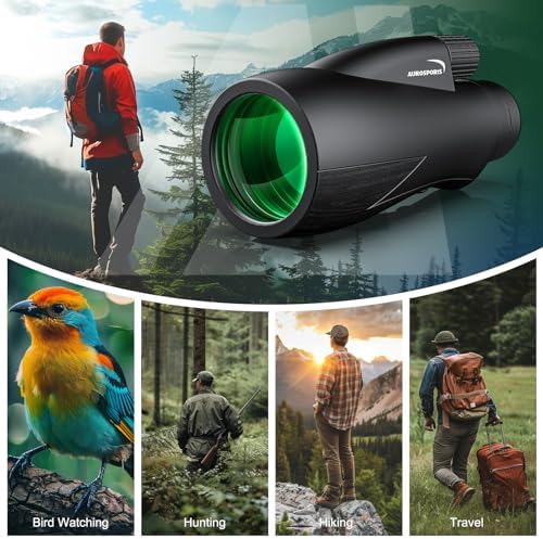 12x55 Monocular for Adults High Power - Aurosports Compact Portable Monoculars for Bird Watching - HD Monoculars with Smartphone Adapter Tripod Camera for Hunting Hiking Camping Wildlife