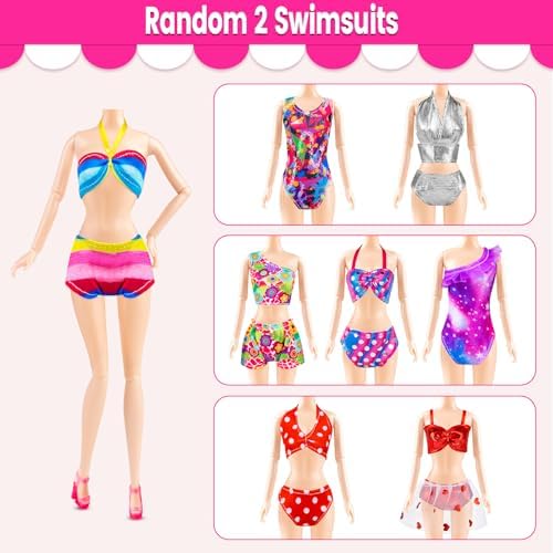 110 Pcs Doll Clothes and Accessories - Doll Dress up Toys for Girls with Wedding Dresses, Casual Dresses, Casual Jumpsuit, Swimsuits Bikini, Glasses, Shoes, Hangers, Doll Clothes Toys for Girl Gift
