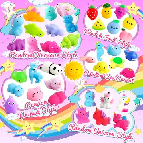 150 Pack Mochi Squishy Toys Kawaii Squishies Stress Relief Toys Pack Boys Girs Party Favors Bulk Birthday Gifts Valentines Day Gifts for Kids Easter Egg Fillers Easter Hunt Basket Pinata Stuffers