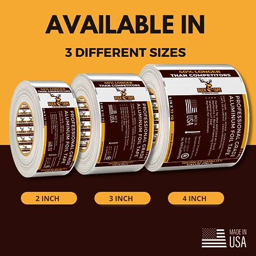 12 Pack Buck Professional Grade Aluminum Foil Tape - 3 Inch x 216ft (72 yd) 3.6 Mil - Ideal for HVAC, Insulation, Pipes & Metal Repair - Heat Resistant & Waterproof - Perfect for Sealing Ducts & Vents