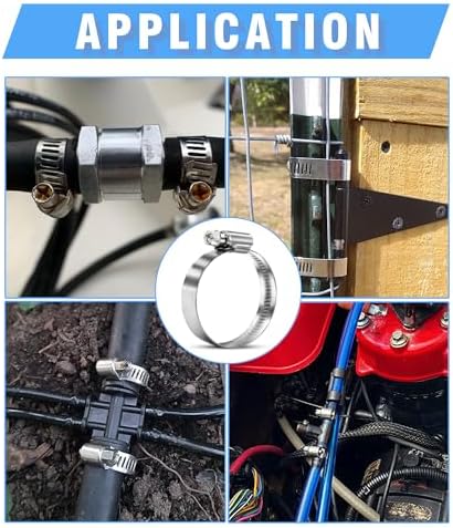 12PCS Heavy Duty Hose Clamps Stainless Steel 304,1 5/8" Hose Clamp-2 3/8" Hose Clamp in (40-60mm) Adjustable Worm Gear Drive Radiator Hose Clamps,Pipe Clamp for Plumbing, Garden, Car and Ships