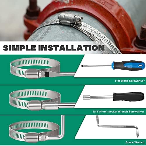 10Pack 10 inch Hose Clamp,Stainless Steel Large Hose Clamps Adjustable from 9-1/4"-10"/235-254mm,Metal Worm Drive Gear Duct Clamp for Air Ducting,Dryer Vent Hose,Fuel Line,Plumbing,Automotive