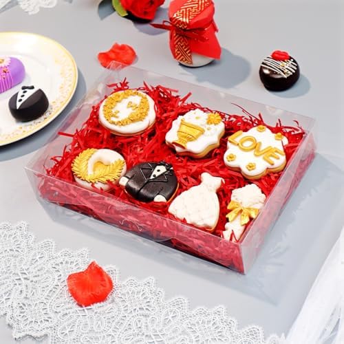 10PCS 10x7x2 inches Clear Strawberry Boxes Cookie Boxes Bakery Boxes Macaron Boxes Gift Boxes Treat Boxes for Party Favors